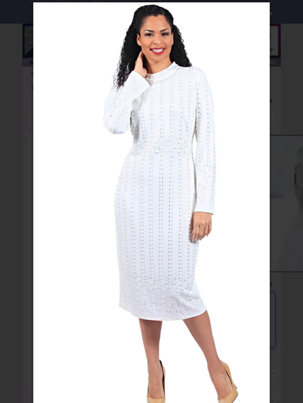 Daisy Ivory Long-Sleeve Crystal-Embellished Dress